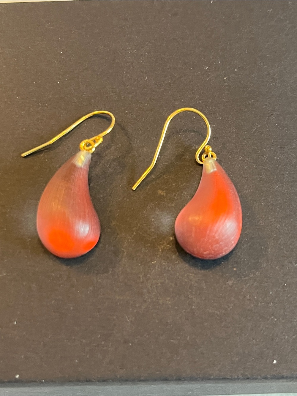 Alexis Bittar Coral Orange Lucite Dewdrop Earrings Signed